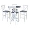 International Concepts 36 in. Solid Wood Round Pedestal Gathering Height Dining Table w/4 X-Back Bar Stools in White/Gray K05-36RT-6B-S6133-4 - alternate 1